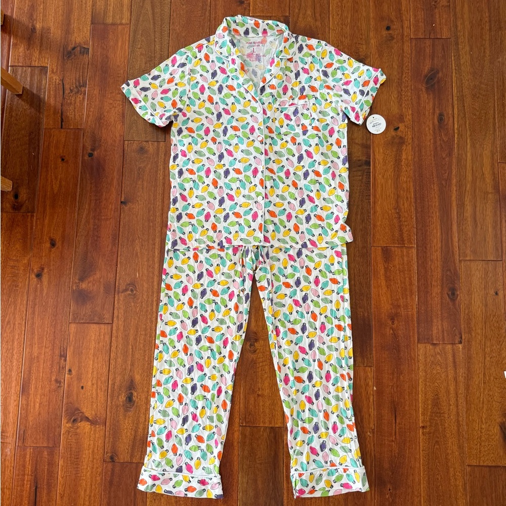 NEW! Jane Marie large women’s pajamas PJs pajama set 2 pc s/s top pants NWT!
